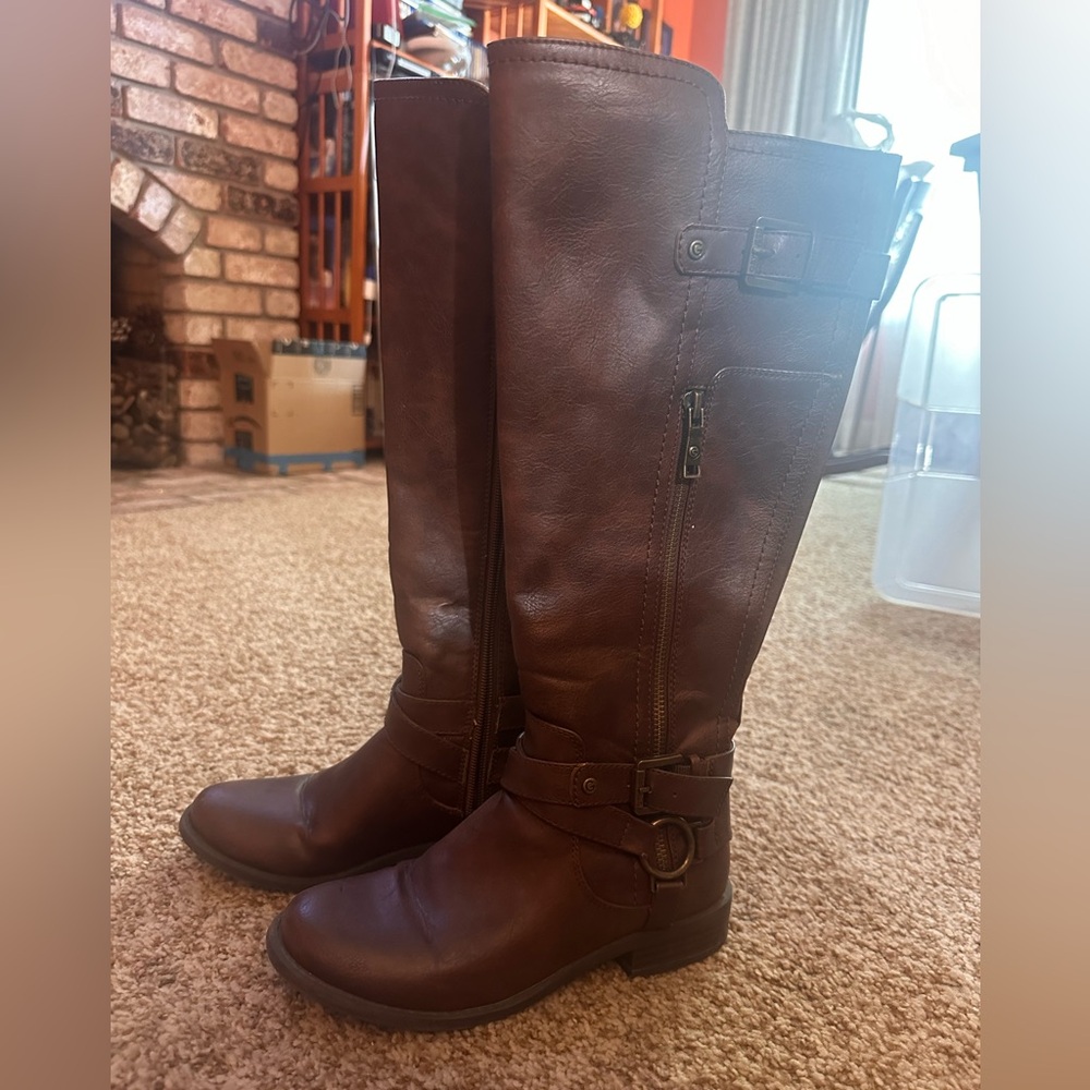 G by Guess Knee High Brown Leather Boots